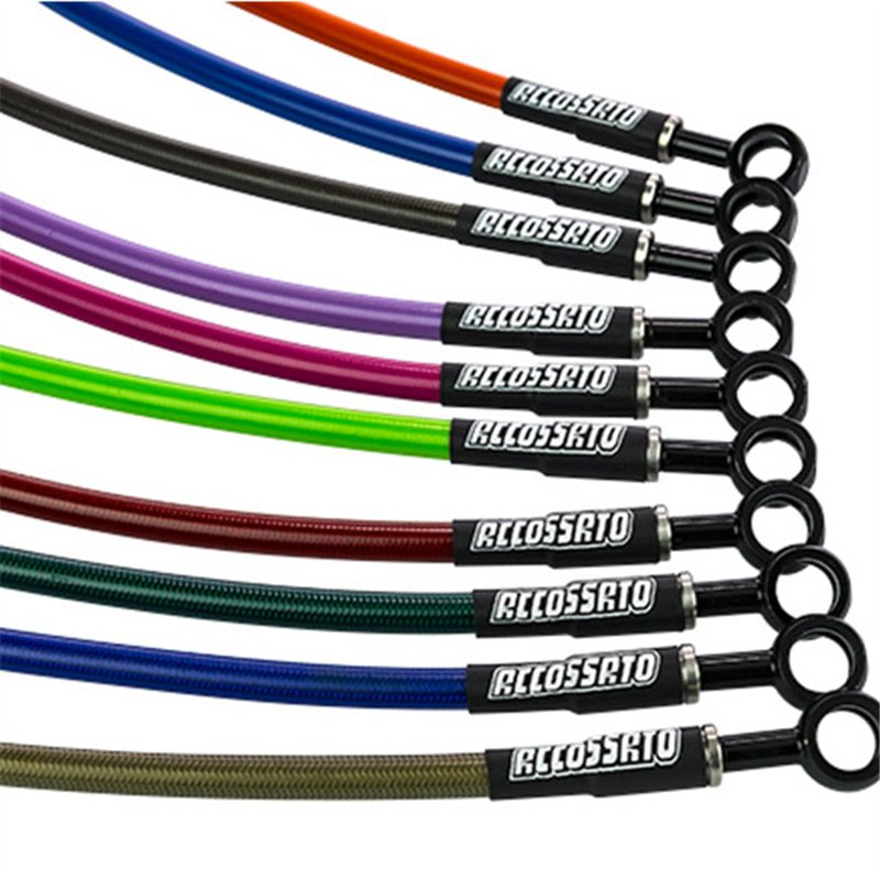 Front Brake Hose in Braided Steel by Accossato – Black - Carbon Look