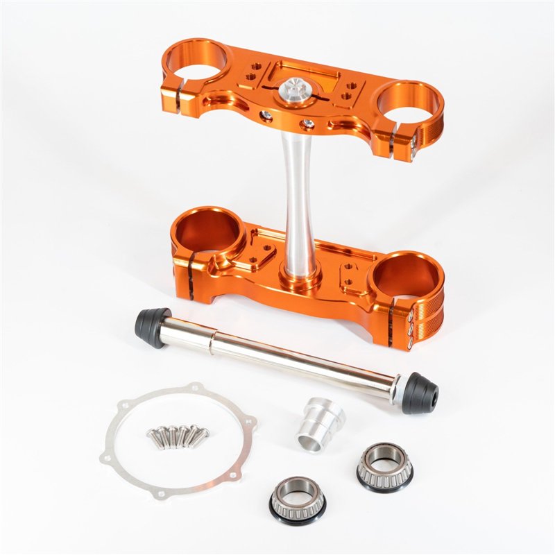 VM Racing Supermoto Triple Clamp Kit for KTM/Husqvarna/GasGas – Complete 200 mm Steering Plates - Orange