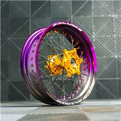 SM PRO FADED MARBLE SUPERMOTO WHEELS - 17"x3.5" + 17"x5.0" - prefitted Tyres